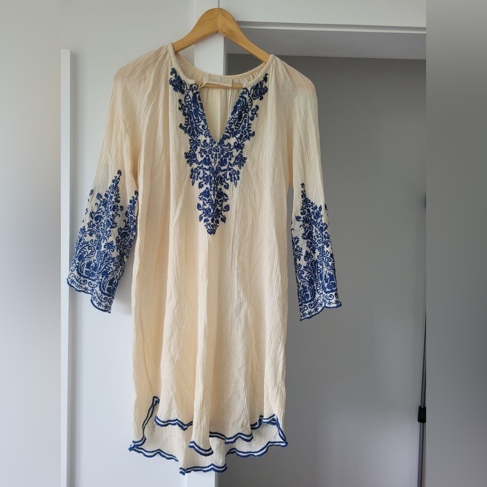 LOVE SAM Blue Floral Embroidered Dress SZ XS